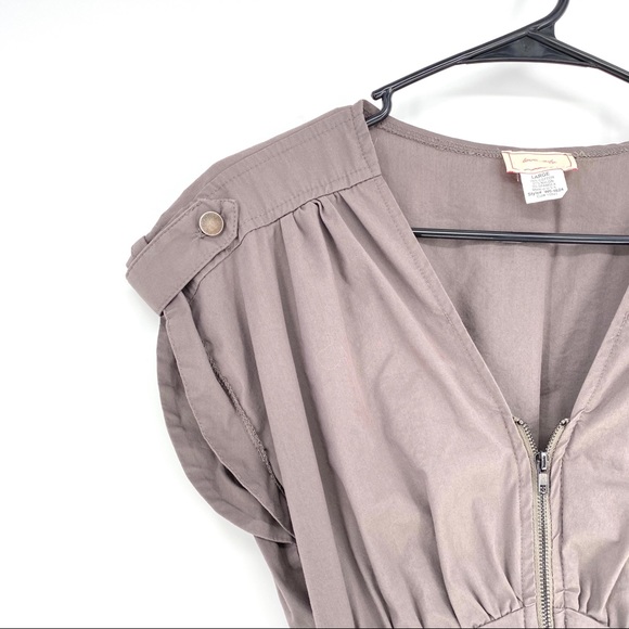 Love Ady Olive Front Zip Sleeve Cuff Dress -Large - Picture 5 of 6